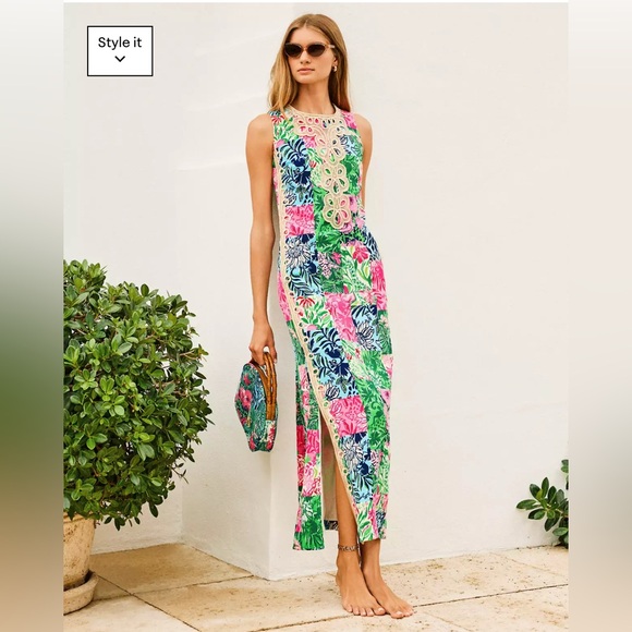 Lilly Pulitzer Dresses & Skirts - Lilly Pulitzer Edita Maxi Shift Dress Party Punch Patch new